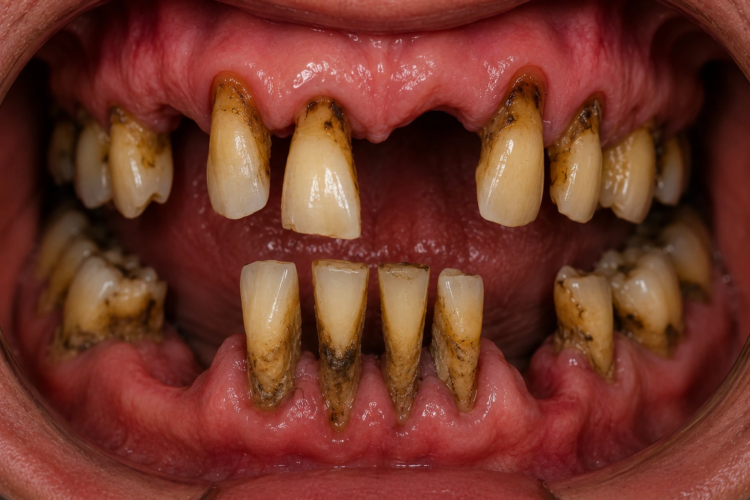 Dinți afectați de parodontoză avansată, la clinica Smileway Timișoara